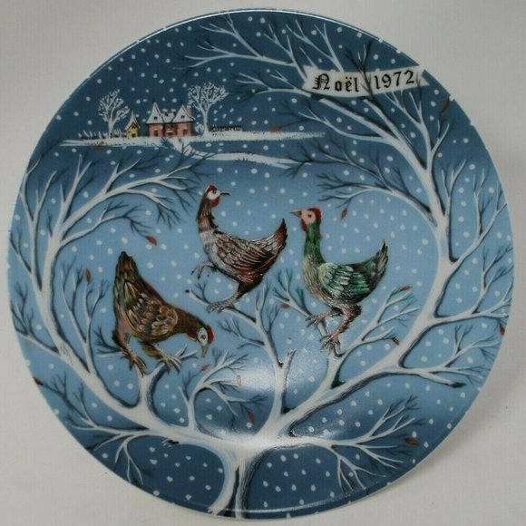 Haviland Limoges Twelve Days of Christmas Plate NOEL 1972 Three French Hens EUC - Picture 1 of 7